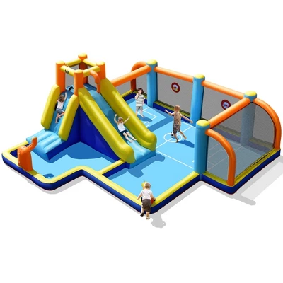 Costway Giant Soccer-Themed Inflatable Water Slide Bouncer Splash Pool With/without 735W Blower 11 Costway Giant Soccer-Themed Inflatable Water Slide Bouncer Splash Pool With/without 735W Blower - Image 9
