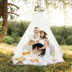 Costway 85'' Height 5 Sides Huge Lace Play Tent For Kids Adult Wedding W/ Light Strings -Kiddie Kingdom Store GUEST 0120f213 d1b6 49ba bfca 61032772f27e