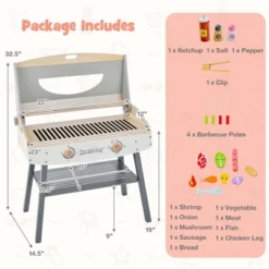 Costway Kids Barbecue Grill Playset, Wooden Kitchen Playset With Clip 4 BBQ Poles -Kiddie Kingdom Store GUEST 0140341d ef72 45d3 862b 2b986bfb4b2d