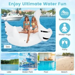 Costway Inflatable Swan Island Giant 4-Person Swan Pool Float With Cups Holders White -Kiddie Kingdom Store GUEST 0149c0ab 9241 4adf addc 48385630429e
