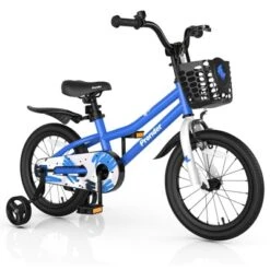 Costway 16'' Kid's Bike With Removable Training Wheels & Basket For 4-7 Years Old White/Blue/Red/Skyblue -Kiddie Kingdom Store GUEST 02602437 9c77 4537 93ca abb02c7958ac