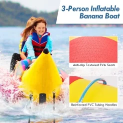 Costway 3-Person Inflatable Banana Boat With Boating And Water Sports Electric Air Pump -Kiddie Kingdom Store GUEST 0328772d 8c85 4041 9ccb 280fe93df11f