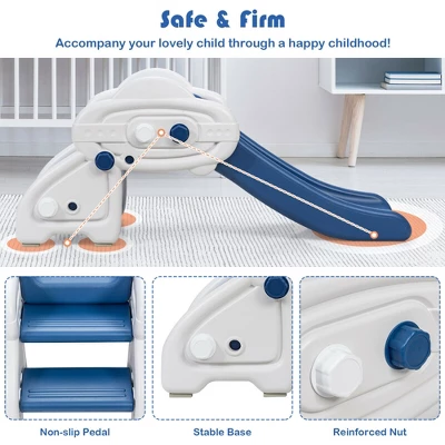 Costway Baby Slide Indoor First Play Climber Slide Set For Boys Girls Blue/Gray 10 Costway Baby Slide Indoor First Play Climber Slide Set For Boys Girls Blue/Gray - Image 8