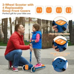 Honeyjoy Folding Adjustable Kids Toy Scooter W/LED Flashing Wheels Horn 4 Emoji Covers -Kiddie Kingdom Store GUEST 04629048 9933 4516 93cb 3baa776d6d1f