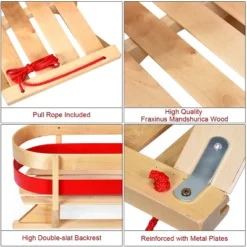 Costway Baby Kids Wooden Sled Solid Seat Toddler Boggan Outdoor Play Snow Toys -Kiddie Kingdom Store GUEST 058621ac ec98 4ffb 8d7c e32fd865420b