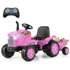 Costway 2-in-1 Electric Toy Car 12V Kids Ride On Tractor W/Trailer Remote Control Lights Grayish Gree/Red/Pink/Green -Kiddie Kingdom Store GUEST 05f9ef71 55ea 4423 81b5 b3e47ea94177