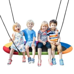 Costway 60'' Saucer Tree Swing Surf Outdoor Adjustable Kids Giant Oval Platform Swing Set Colorful/Blue/Green/Purple -Kiddie Kingdom Store GUEST 0707318c 3be5 4acd 8890 444f409a51b9