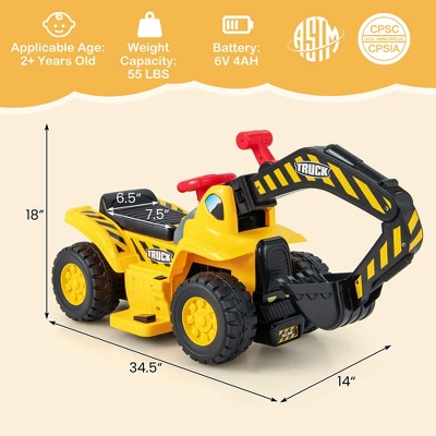 Costway 6V Electric Kids Ride On Excavator Pretend Play Toy Tractor W/ Basketball Hoop 4 Costway 6V Electric Kids Ride On Excavator Pretend Play Toy Tractor W/ Basketball Hoop - Image 2