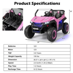 Costway 12V 2-Seater Kids Ride On UTV RC Electric Vehicle Suspension W/ Lights & Music -Kiddie Kingdom Store GUEST 09474b61 b8ed 40c7 beec f95088c86613