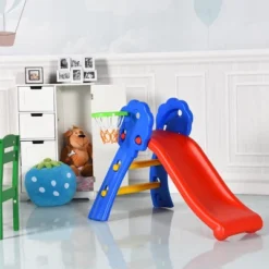 2 Step Children Folding Slide W/ Basketball Hoop For Kids Indoor & Outdoor -Kiddie Kingdom Store GUEST 0984e740 aa60 4a42 8a5a 033dd1d81d53