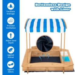 Costway Kids Large Wooden Sandbox W/ 2 Bench Seats Outdoor Play Station For Children -Kiddie Kingdom Store GUEST 0a06bc3f 23a7 42da aca3 8b608a5b0645