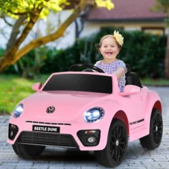 Costway 12V Kids Ride On Car Licensed Volkswagen Beetle W/ Remote Control & Music