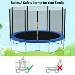 Costway 12/14/15/16FT Replacement Trampoline Safety Enclosure Net W/ Zipper & Buckle For 8/6 Poles -Kiddie Kingdom Store GUEST 0b1bd63e 057a 4f64 8c82 f4ed3f46c137