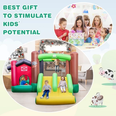 Costway Farm Themed Inflatable Castle Kids Bounce House W/ Double Slides 6 Costway Farm Themed Inflatable Castle Kids Bounce House W/ Double Slides - Image 4