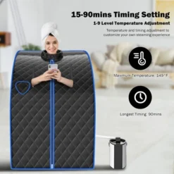 Costway 9-gear Adjustable Temperature Portable Steam Sauna W/ Herbal Box Black -Kiddie Kingdom Store GUEST 0bf89936 6d97 4c30 b381 8f52cae9e468 1