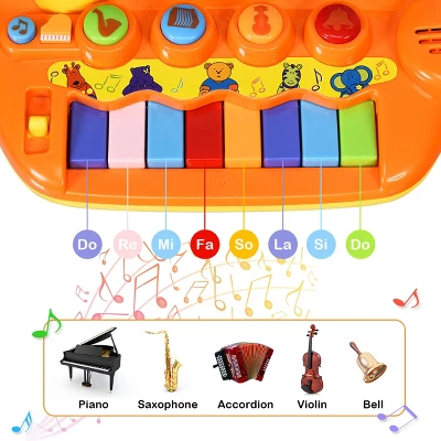 Costway Kids Rainbow Piano Keyboard 8 Keys Music Toy Gift W/ Animal Playground LED Light 7 Costway Kids Rainbow Piano Keyboard 8 Keys Music Toy Gift W/ Animal Playground LED Light - Image 5