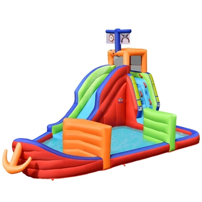 Costway 6-in-1 Pirate Ship Waterslide Kid Inflatable Castle W/Water Blasters Blower Excluded 11 Costway 6-in-1 Pirate Ship Waterslide Kid Inflatable Castle W/Water Blasters Blower Excluded - Image 9