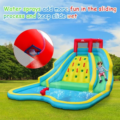 Costway Inflatable Mighty Water Park Bouncy Splash Pool Climbing Wall W/ 735W Blower 7 Costway Inflatable Mighty Water Park Bouncy Splash Pool Climbing Wall W/ 735W Blower - Image 5