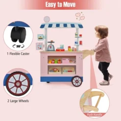 Costway Kids Snacks & Sweets Food Cart Kids Toy Cart Play Set With 30 PCS Accessories -Kiddie Kingdom Store GUEST 10a78b61 ca10 4060 b744 d040ceb167fb