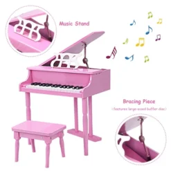 Costway Childs 30 Key Toy Grand Baby Piano W/ Kids Bench Wood Pink New -Kiddie Kingdom Store GUEST 10d7e4c0 4b72 41df ba62 4cf87661e677