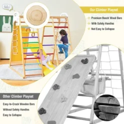 Costway 8-in-1 Jungle Gym Playset, Wooden Climber Play Set With Monkey Bars Colorful/Natural 18 Costway 8-in-1 Jungle Gym Playset, Wooden Climber Play Set With Monkey Bars Colorful/Natural -Kiddie Kingdom Store GUEST 10ddad0c 8329 4eff 9993 557860baae80