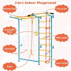 Costway 7 In 1 Kids Indoor Gym Playground Swedish Wall Ladder Children Home Climbing Gym -Kiddie Kingdom Store GUEST 10ecb768 7e8f 4e07 a27a d15c86389af6