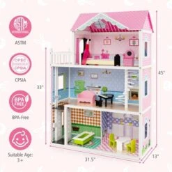 Costway Ooden Dollhouse W/Working Elevator 3.7 FT Tall Deluxe Playhouse W/10-Piece Accessory Set 3-Story 5 Rooms Playhouse 17 Costway Ooden Dollhouse W/Working Elevator 3.7 FT Tall Deluxe Playhouse W/10-Piece Accessory Set 3-Story 5 Rooms Playhouse -Kiddie Kingdom Store GUEST 10ed6e19 3004 43eb b0f7 383368041b64