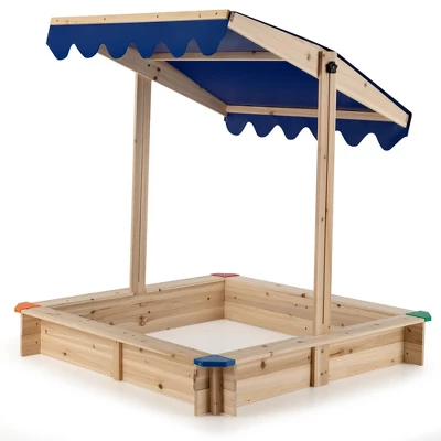 Costway Kids Wooden Sandbox With Height Adjustable & Rotatable Canopy Outdoor Playset 11 Costway Kids Wooden Sandbox With Height Adjustable & Rotatable Canopy Outdoor Playset - Image 9