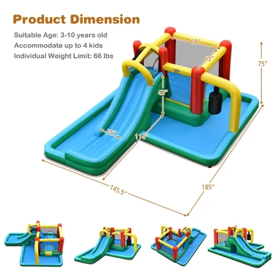 Costway Slide Water Park Climbing Bouncer Pendulum Tunnel Game Without Blower 3 Costway Slide Water Park Climbing Bouncer Pendulum Tunnel Game Without Blower