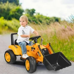 Costway Kids Ride On Excavator Digger 6V Battery Powered Tractor W/Digging Bucket Yellow
