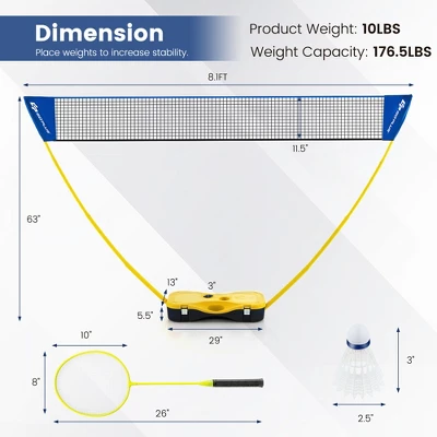 Costway Portable Badminton Set With 2 Shuttlecocks Badminton Rackets Outdoor Sport Game Set 3 Costway Portable Badminton Set With 2 Shuttlecocks Badminton Rackets Outdoor Sport Game Set - Image 2