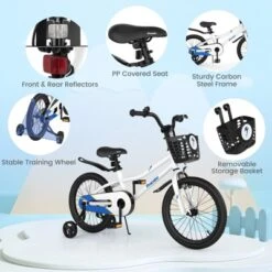 Costway 18'' Kid's Bike With Removable Training Wheels & Basket For 4-8 Years Old White/Blue/Red/Skyblue 22 Costway 18'' Kid's Bike With Removable Training Wheels & Basket For 4-8 Years Old White/Blue/Red/Skyblue -Kiddie Kingdom Store GUEST 12c115c6 edba 49be 8f1a 1833de35a01b