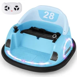 Costway 12V Electric 360° Spin Car Toy Ride On Bumper Car For Toddlers With Remote Control Light Blue/Pink/Red/Purple -Kiddie Kingdom Store GUEST 130a7ab5 a0d9 442a 9db9 b5382b1fa44a