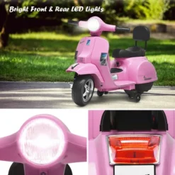 Costway 6V Kids Ride On Vespa Scooter Motorcycle For Toddler W/ Training Wheels PinkBlueGreenBlack -Kiddie Kingdom Store GUEST 13209c9b 9c1f 4af9 9d1b 78b0f0a47ea5