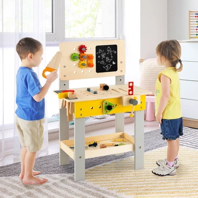Costway Wooden Tool Bench Workbench Toy Play For Kids With Tools Set For Toddlers Ages 3 + 5 Costway Wooden Tool Bench Workbench Toy Play For Kids With Tools Set For Toddlers Ages 3 + - Image 3