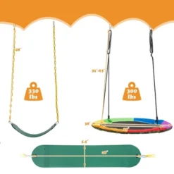 Costway 2-Pack Swing Set Swing Seat Replacement & Saucer Tree Swing For Indoor & Outdoor