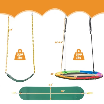 Costway 2-Pack Swing Set Swing Seat Replacement & Saucer Tree Swing For Indoor & Outdoor 3 Costway 2-Pack Swing Set Swing Seat Replacement & Saucer Tree Swing For Indoor & Outdoor