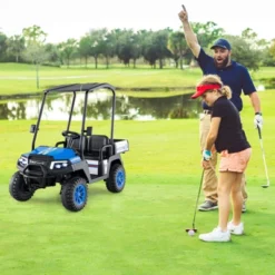 Costway 24V 7AH Kids Golf Cart 4WD 2 Seater Ride On Car With Sun Shade & Dump Bed Black/Red/Pink/Navy 9 Costway 24V 7AH Kids Golf Cart 4WD 2 Seater Ride On Car With Sun Shade & Dump Bed Black/Red/Pink/Navy -Kiddie Kingdom Store GUEST 143f9c52 9e29 4218 a1ab a17e67e983d8