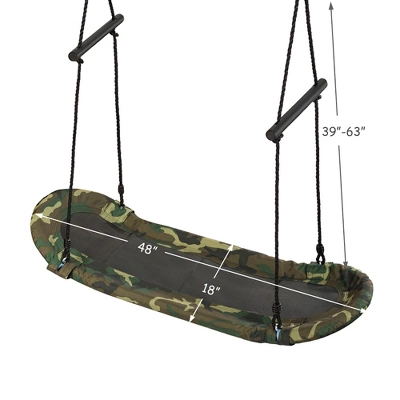 Costway Saucer Tree Swing Surf Kids Outdoor Adjustable Oval Platform Set W/ Handle BlueGreen ColorfulCamouflage Green 5 Costway Saucer Tree Swing Surf Kids Outdoor Adjustable Oval Platform Set W/ Handle BlueGreen ColorfulCamouflage Green - Image 3