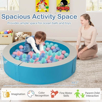 Costway 44.5" X 10" Baby Ball Pit Detachable Foam Ball Pit With 50 Colorful Ocean Balls Blue/Pink 8 Costway 44.5" X 10" Baby Ball Pit Detachable Foam Ball Pit With 50 Colorful Ocean Balls Blue/Pink - Image 6