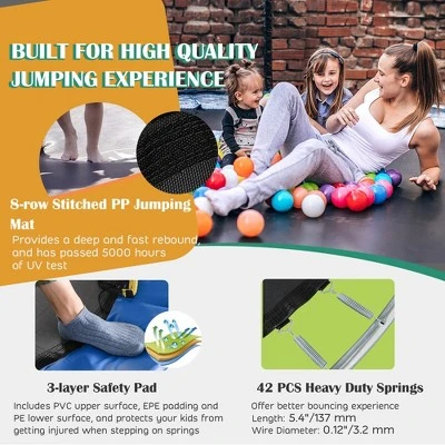 Costway 8 FT Recreational Trampoline W/ Basketball Hoop Safety Enclosure Net Ladder 7 Costway 8 FT Recreational Trampoline W/ Basketball Hoop Safety Enclosure Net Ladder - Image 5