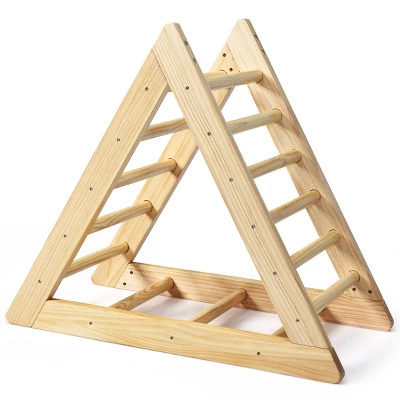 Costway Wooden Climbing Pikler Triangle With Climbing Ladder For Toddler Step Training, Natural 4 Costway Wooden Climbing Pikler Triangle With Climbing Ladder For Toddler Step Training, Natural - Image 2
