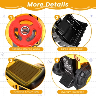 Costway Kids Toddler Ride On Excavator Digger Truck Scooter W/ Sound & Seat Storage Toy 11 Costway Kids Toddler Ride On Excavator Digger Truck Scooter W/ Sound & Seat Storage Toy - Image 9