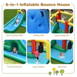 Costway Slide Water Park Climbing Bouncer Pendulum Tunnel Game With 750W Blower -Kiddie Kingdom Store GUEST 179152ee 5d8d 4679 9509 3bb057391c81