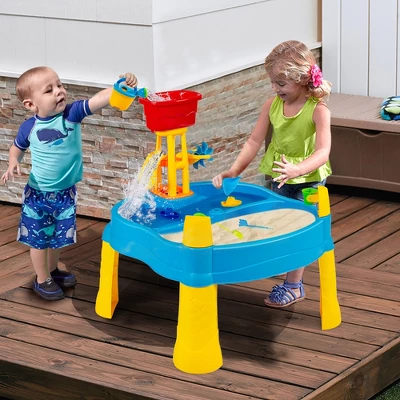 Costway Kids Sand And Water Table Activity Table Sandbox W/ 18 Pcs Accessories 4 Costway Kids Sand And Water Table Activity Table Sandbox W/ 18 Pcs Accessories - Image 2