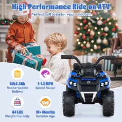 Costway 6V Toddler Ride On Electric Car ATV With Lights & Music & USB Port Storage Box Toy Car Red/Blue/Khaki/Green/Pink -Kiddie Kingdom Store GUEST 1999c3a3 b8d3 423e 96b8 0dd03ef04a9d