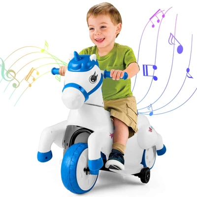Costway 12V Kids Ride On Unicorn Toy W/ Training Wheels Music One-button Start Horse Toy 12 Costway 12V Kids Ride On Unicorn Toy W/ Training Wheels Music One-button Start Horse Toy - Image 10