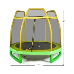 Costway 7 FT Kids Trampoline W/Safety Enclosure Net Spring Pad Indoor Outdoor Heavy Duty YellowBlue -Kiddie Kingdom Store GUEST 1bd90307 215b 4024 8f1e 09c822826679