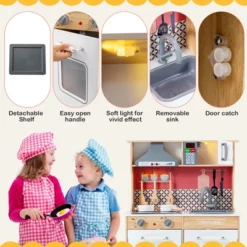 Costway Wooden Kitchen Playset Multi-Functional Pretend Cooking Set W/ Lights & Sounds -Kiddie Kingdom Store GUEST 1be4d515 6e03 4f51 be32 6aa2d8250f1a