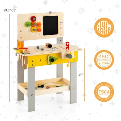 Costway Wooden Tool Bench Workbench Toy Play For Kids With Tools Set For Toddlers Ages 3 + 4 Costway Wooden Tool Bench Workbench Toy Play For Kids With Tools Set For Toddlers Ages 3 + - Image 2